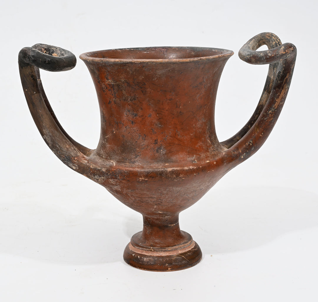 Greek Black Glaze High Handle Pottery Kantharos