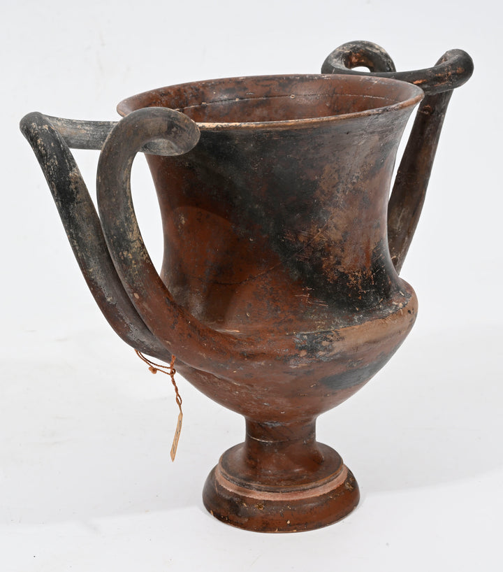 Greek Black Glaze High Handle Pottery Kantharos