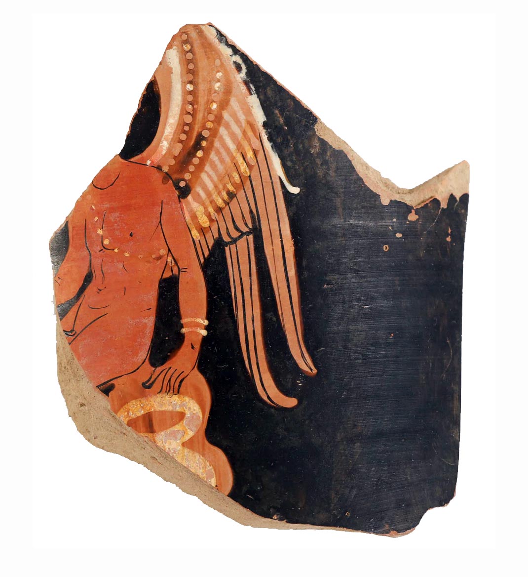 Apulian Red Figure Pottery Fragment of a Winged Eros or Nike