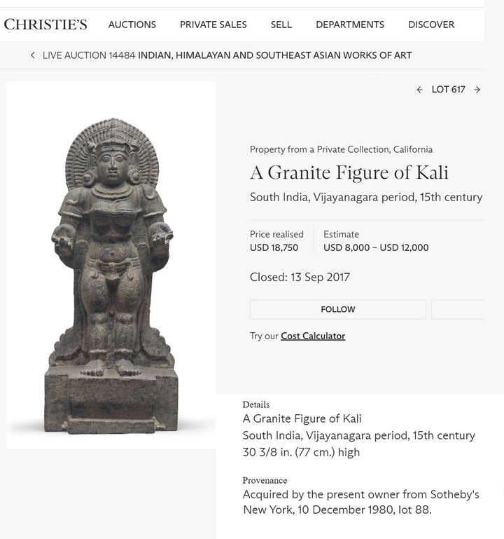 South Indian Granite Figure of Kali