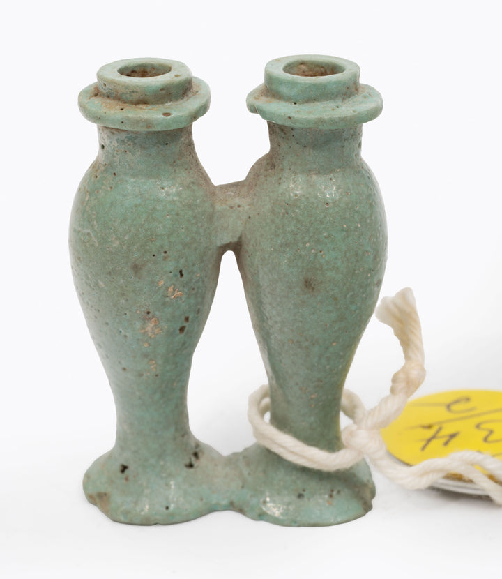 Egyptian Turquouse Faience Amuletic Double Kohl Container