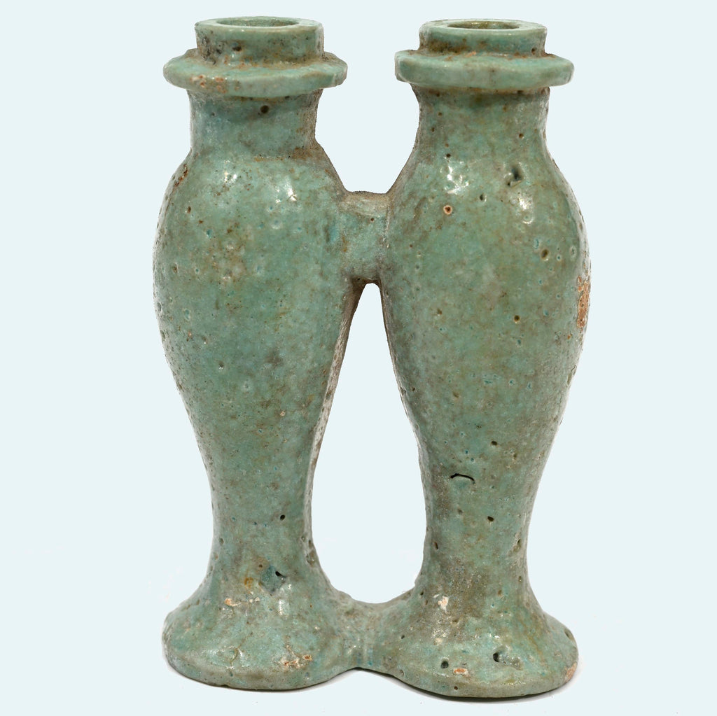 Egyptian Turquouse Faience Amuletic Double Kohl Container