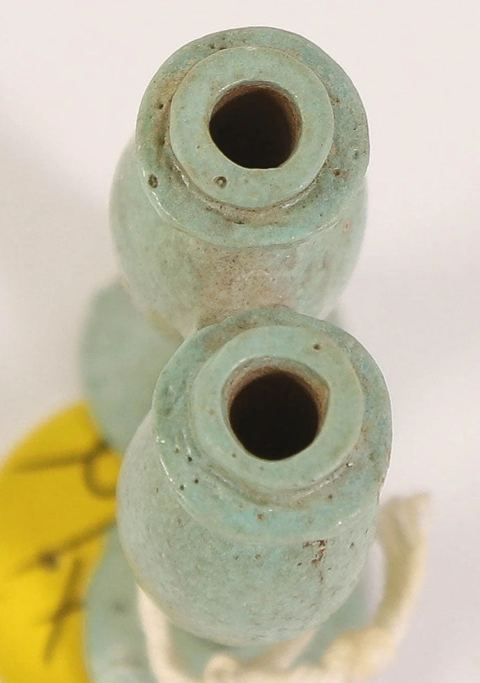 Egyptian Turquouse Faience Amuletic Double Kohl Container