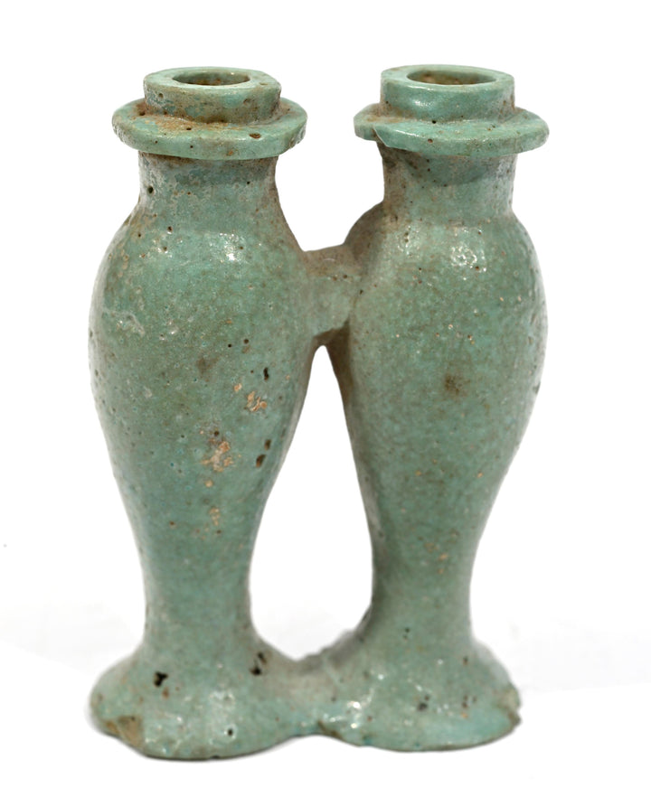 Egyptian Turquouse Faience Amuletic Double Kohl Container
