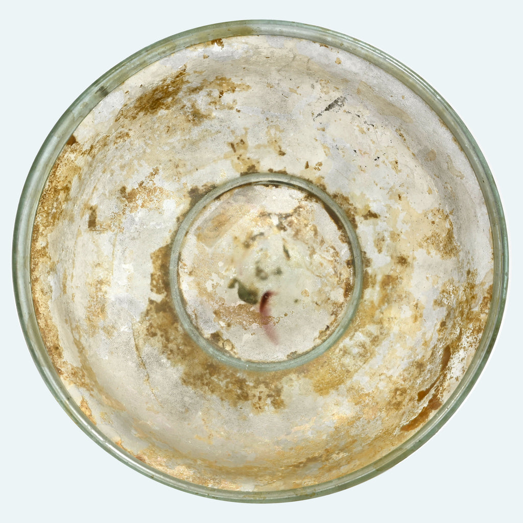 Roman Pale Green Glass Footed Shallow Bowl