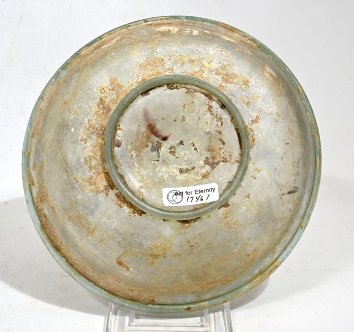 Roman Pale Green Glass Footed Shallow Bowl