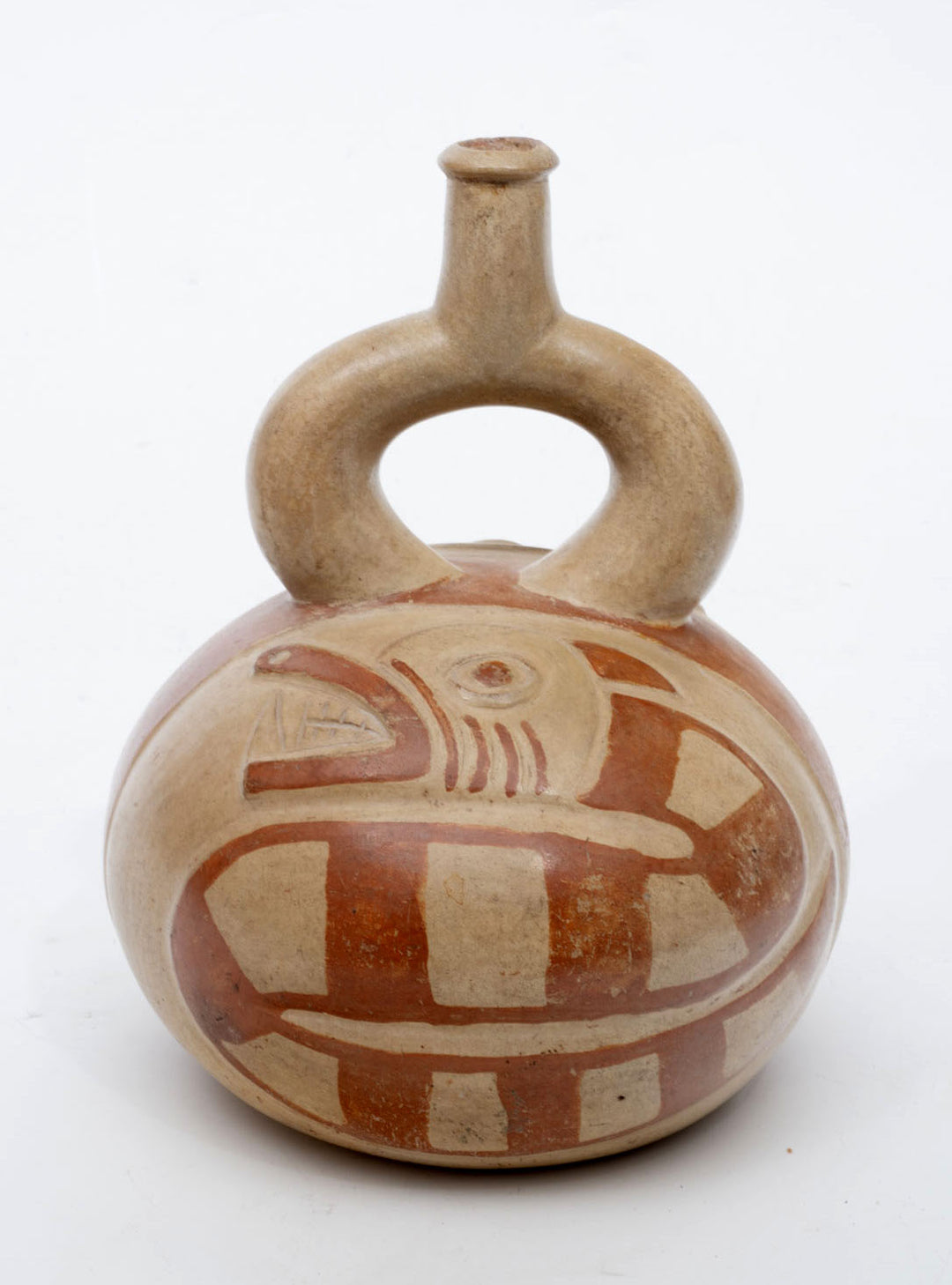 Moche Stirrup-Spout Vessel with Slithering Serpent