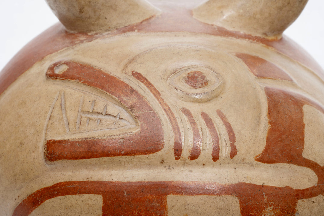 Moche Stirrup-Spout Vessel with Slithering Serpent
