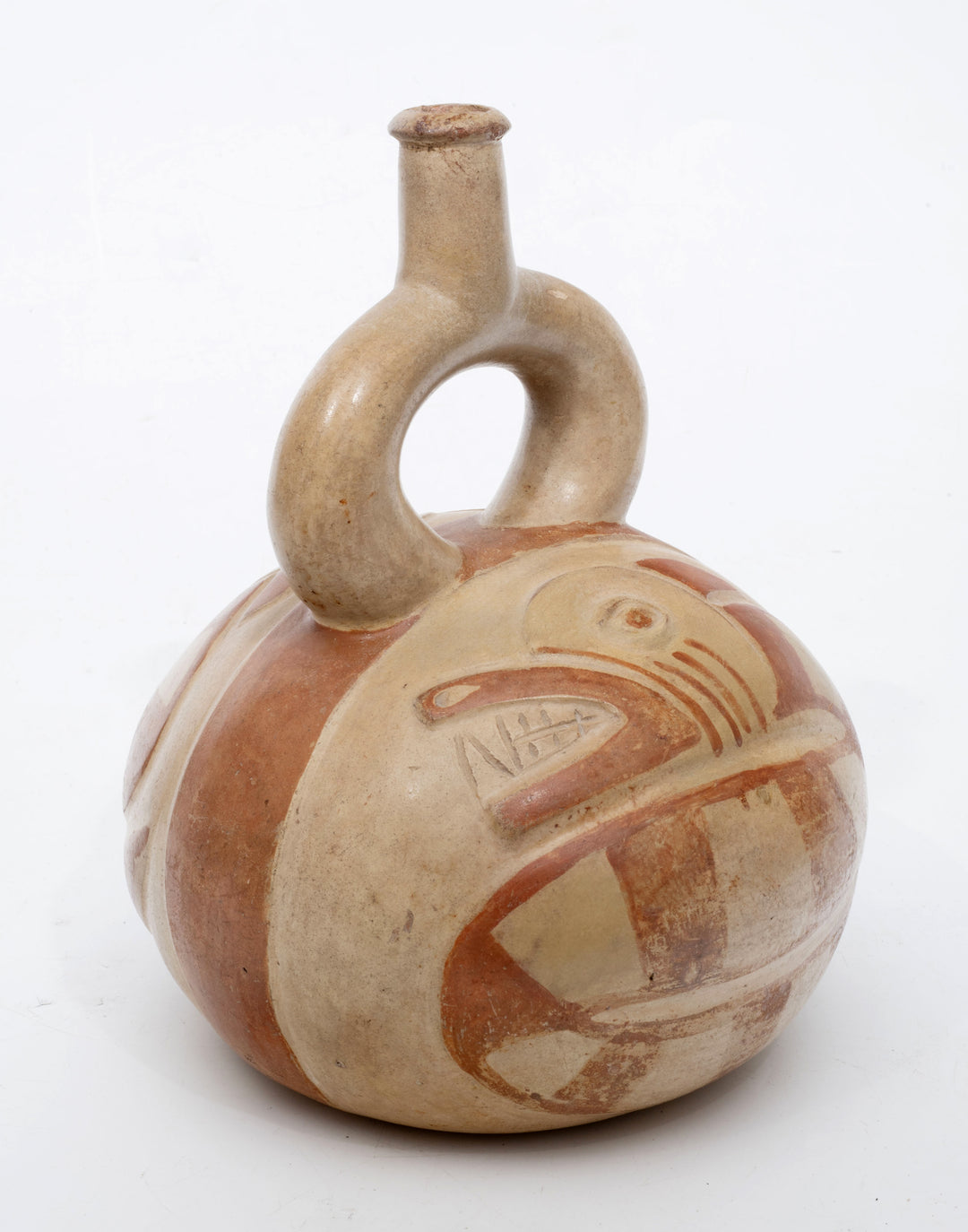 Moche Stirrup-Spout Vessel with Slithering Serpent