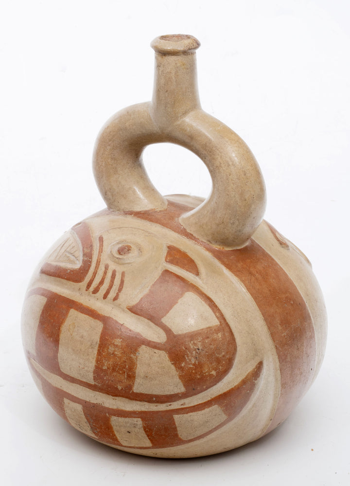 Moche Stirrup-Spout Vessel with Slithering Serpent