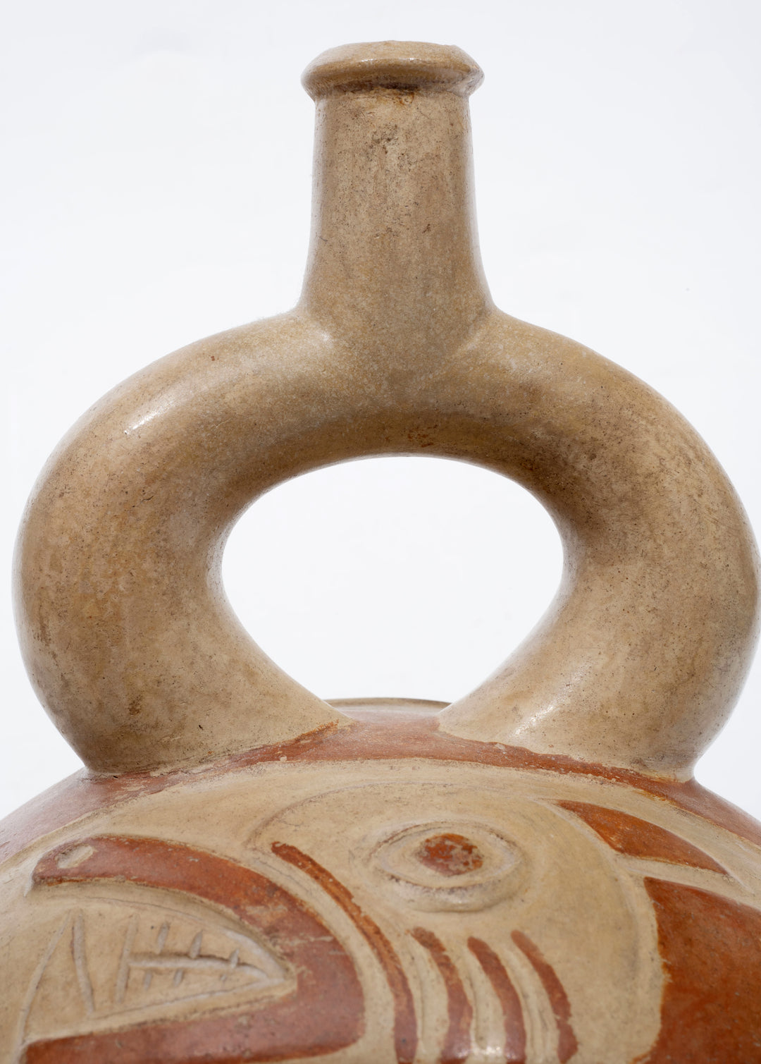 Moche Stirrup-Spout Vessel with Slithering Serpent