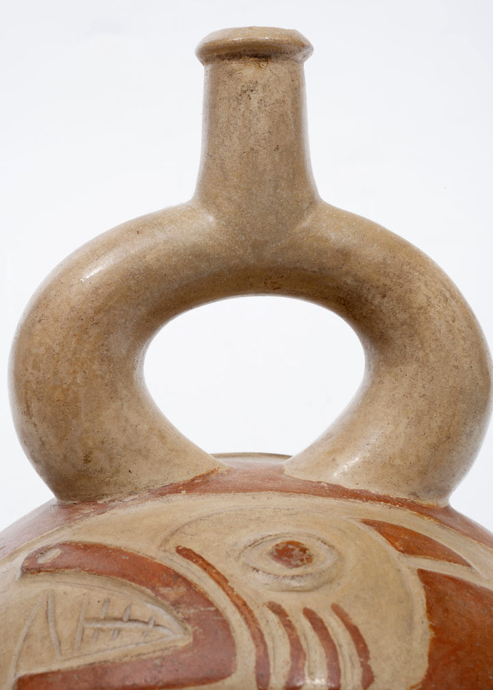 Moche Stirrup-Spout Vessel with Slithering Serpent
