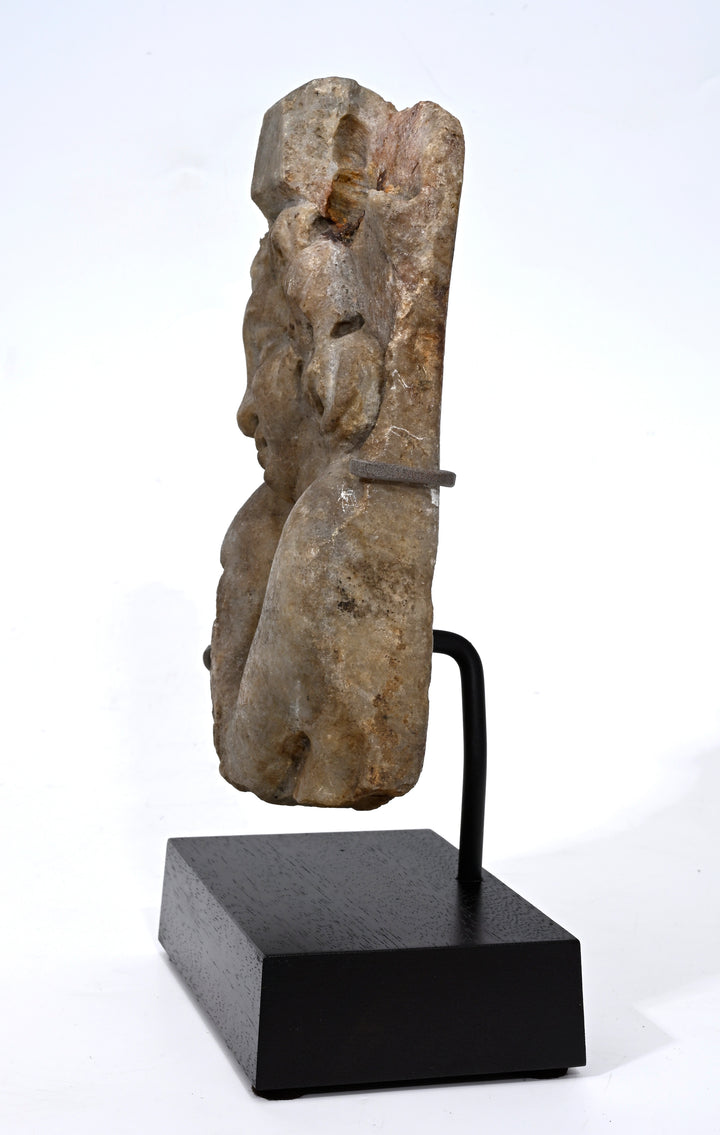 Roman Marble Relief Fragment with Head of a Youth