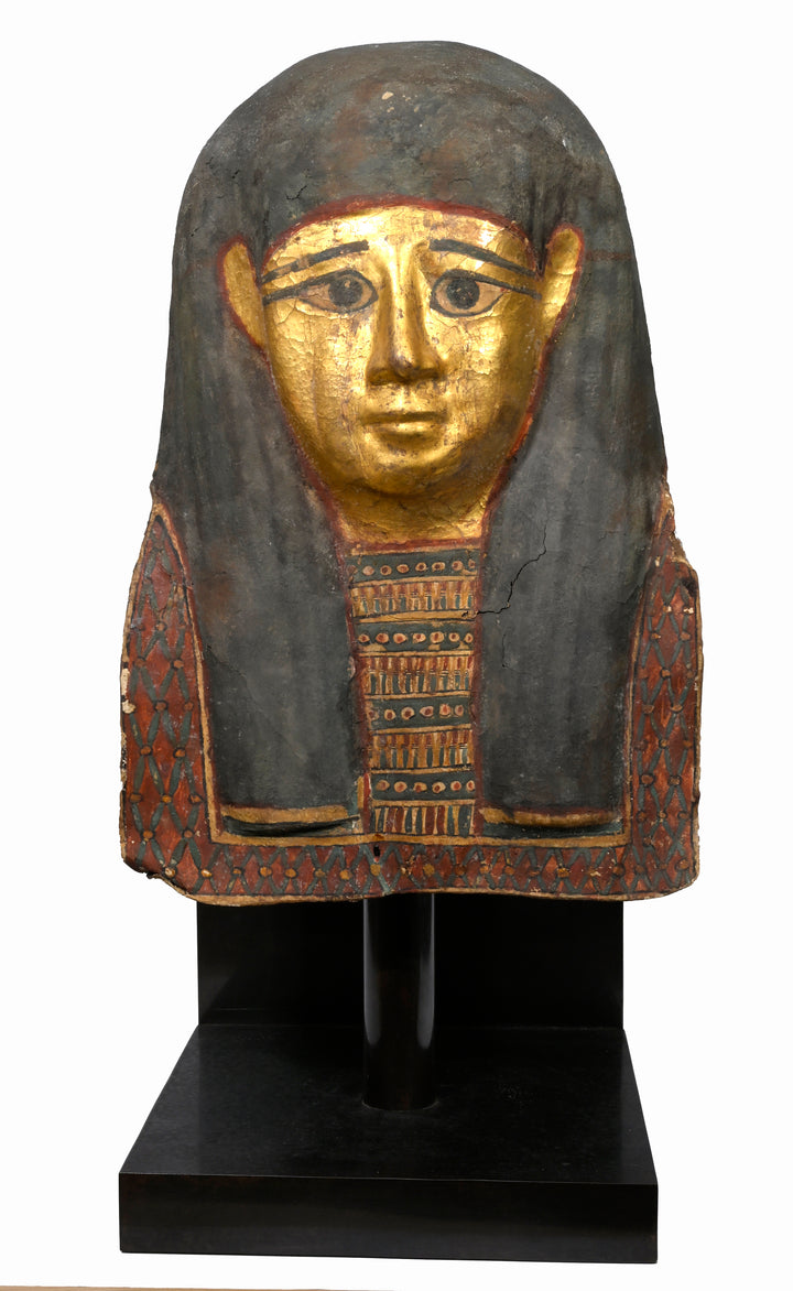 Egyptian Polychrome Gilt Cartonnage Mask