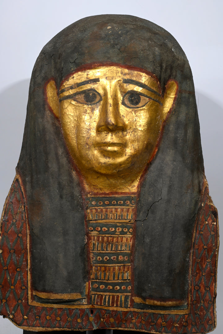 Egyptian Polychrome Gilt Cartonnage Mask