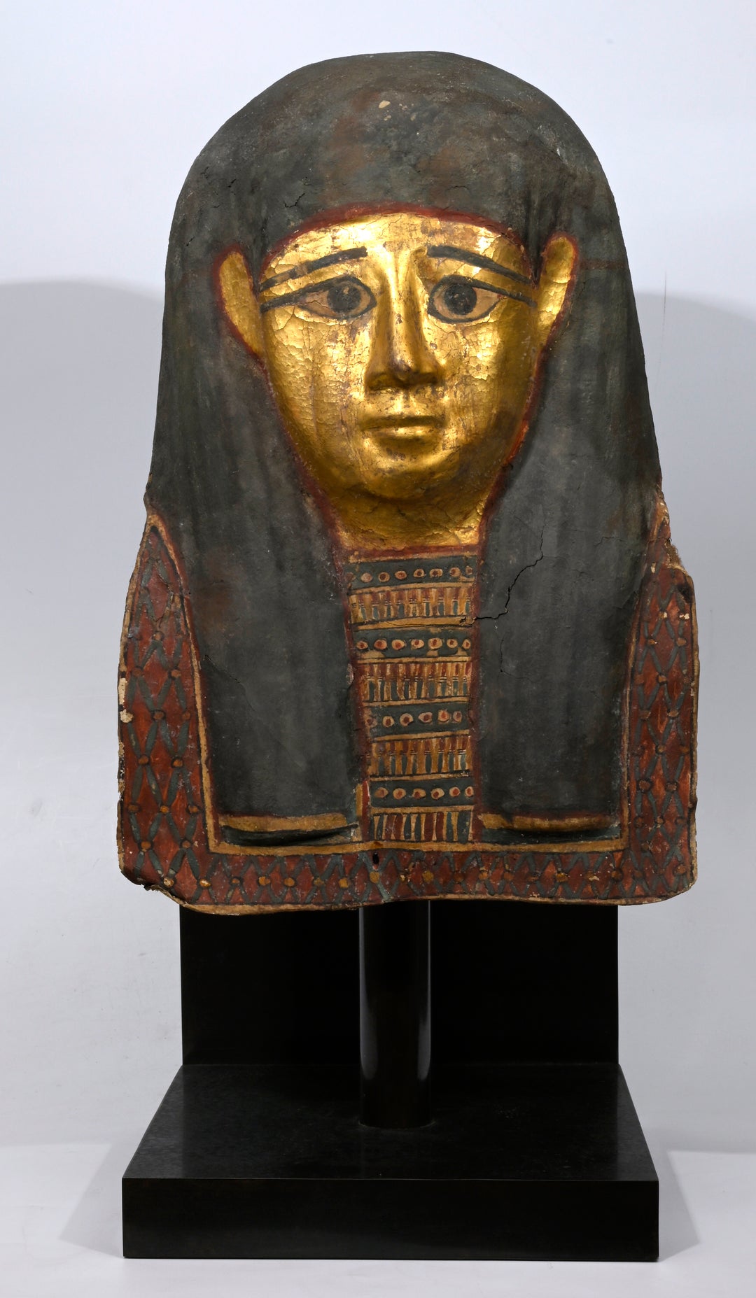 Egyptian Polychrome Gilt Cartonnage Mask
