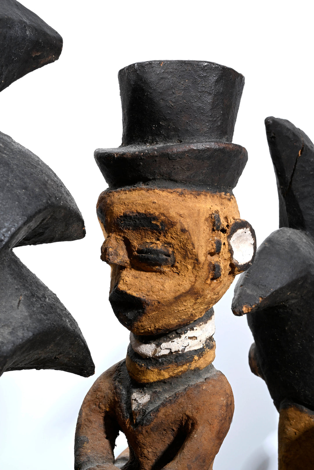 African Igbo / Cross River Large Polychrome Crest with Snakes and Colonial Figure