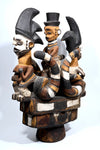 African Igbo / Cross River Large Polychrome Crest with Snakes and Colonial Figure