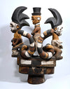 African Igbo / Cross River Large Polychrome Crest with Snakes and Colonial Figure