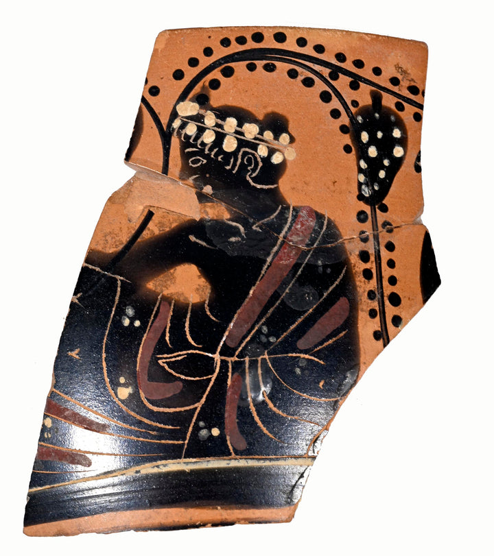 Attic Black-Figure Kyathos Fragment with Symposiast