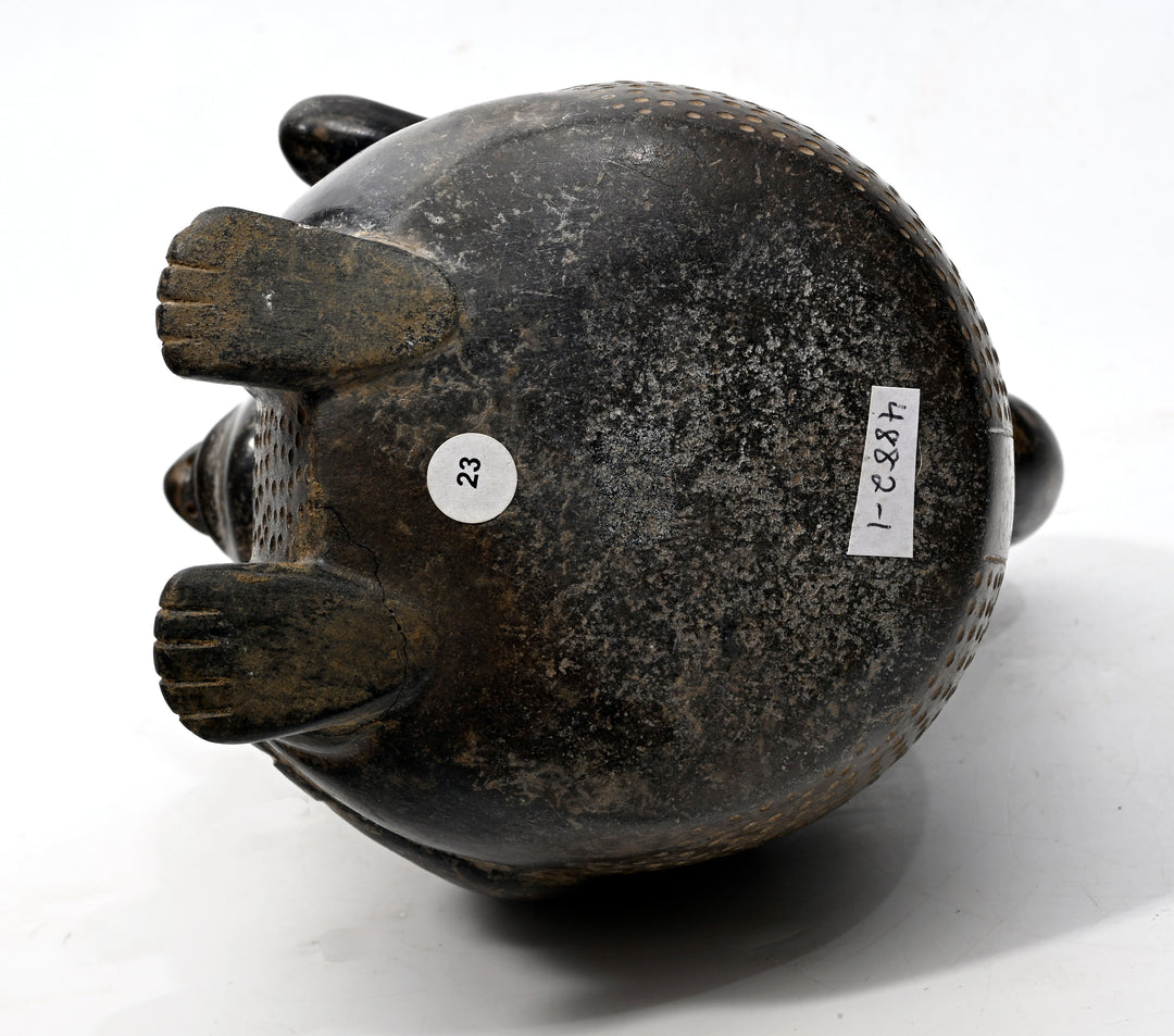 Moche Blackware FIgural Stirrup Vessel