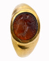 Ancient Carnelian Intaglio of Winged Victory (Victoria/Nike) Set in a 22K Gold Ring