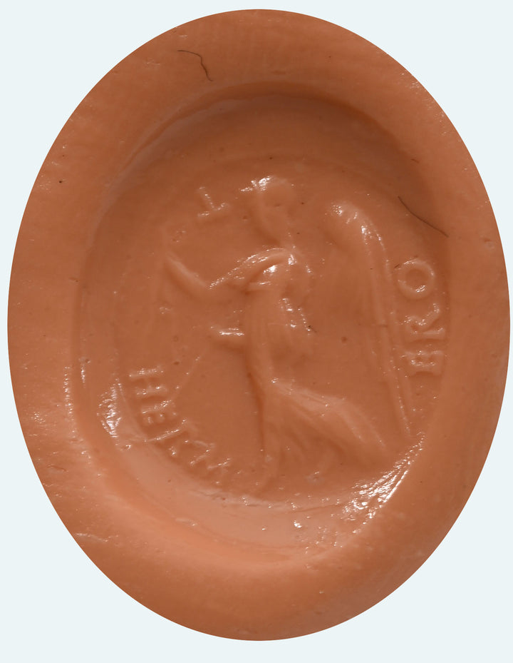 Ancient Carnelian Intaglio of Winged Victory (Victoria/Nike) Set in a 22K Gold Ring