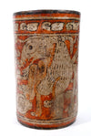 Mayan Polychrome Pottery Cylinder Vessel with Supernatural Dog