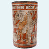 Mayan Polychrome Pottery Cylinder Vessel with Supernatural Dog