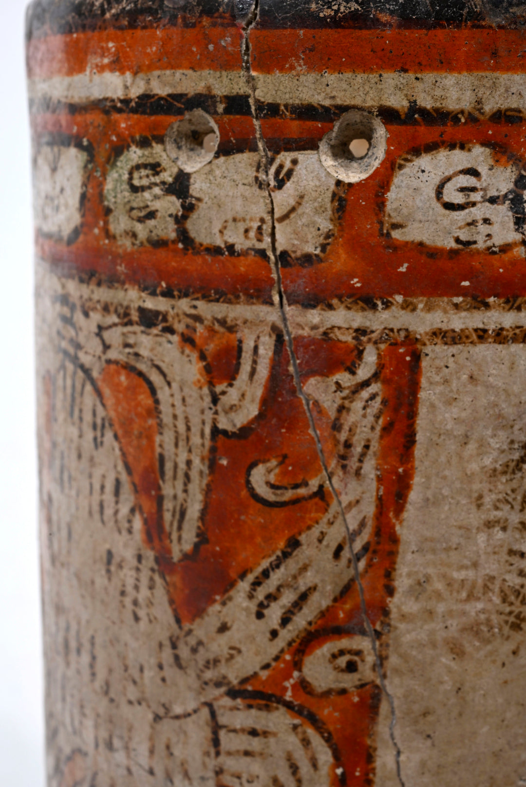 Mayan Polychrome Pottery Cylinder Vessel with Supernatural Dog