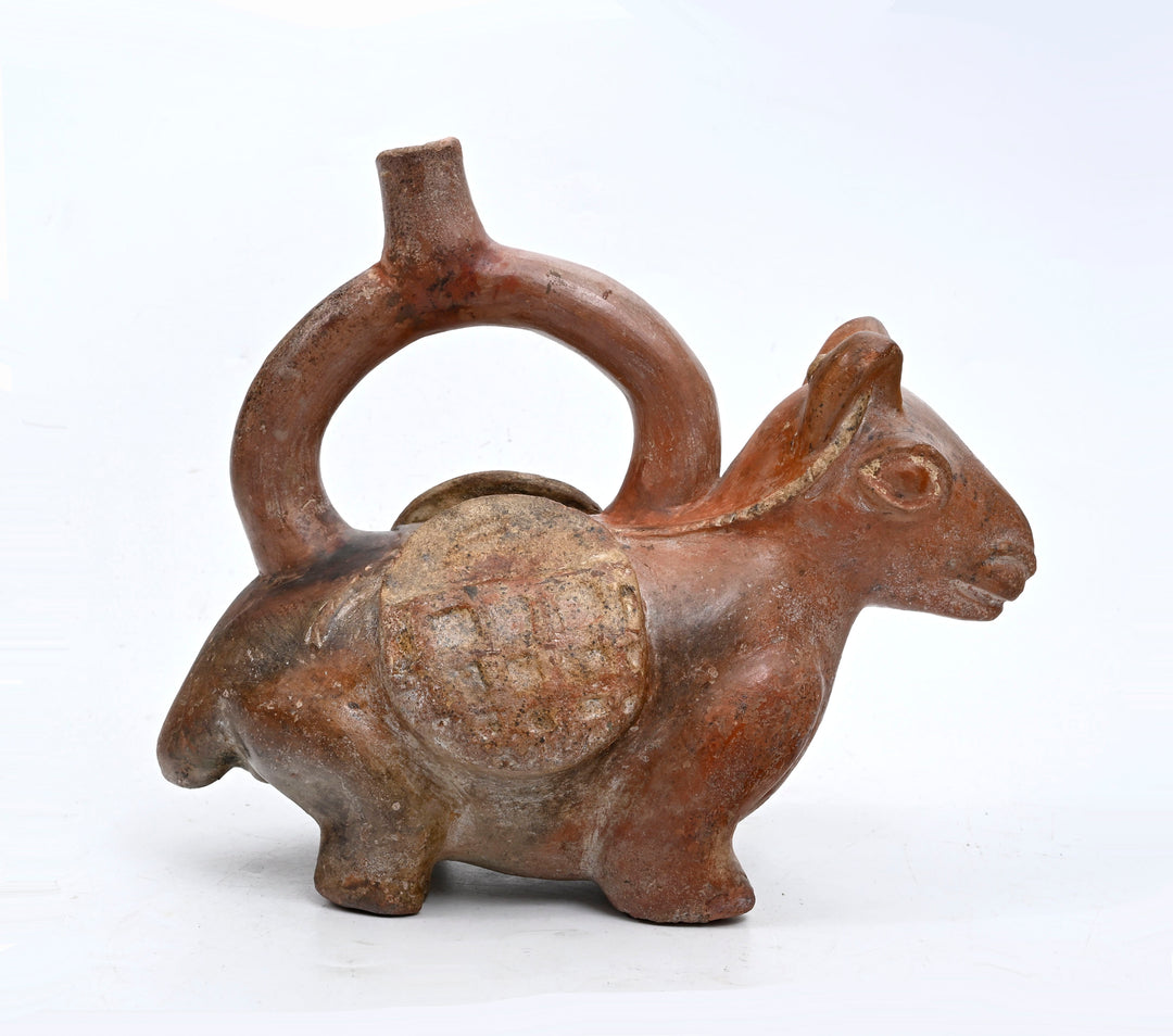 Moche Terracotta Llama Stirrup Vessel