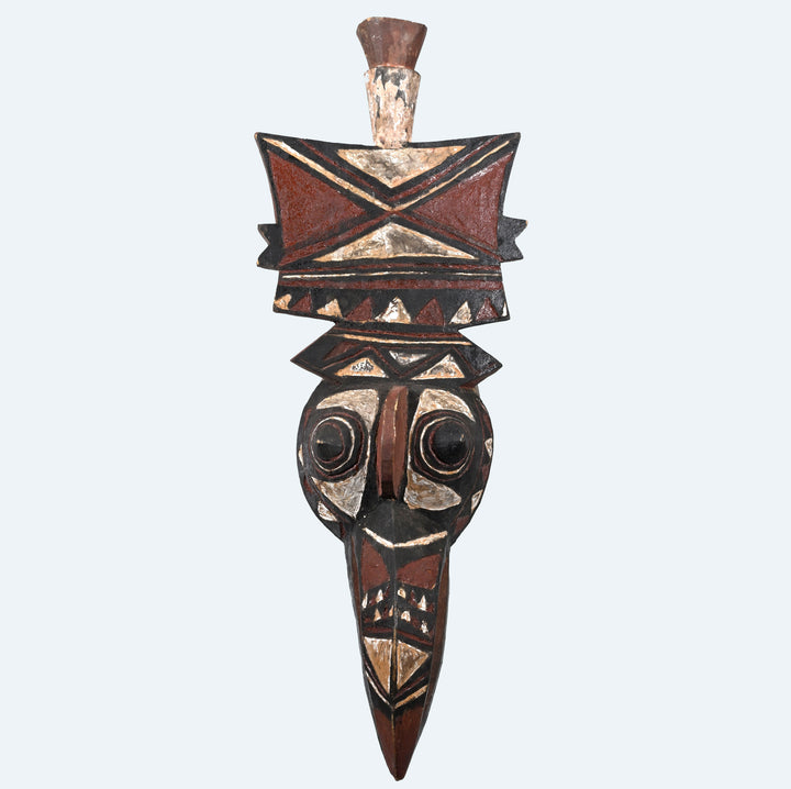 African Bwa or Nuna Carved Polychrome Wood Bird Mask