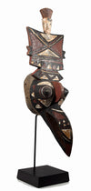African Bwa or Nuna Carved Polychrome Wood Bird Mask