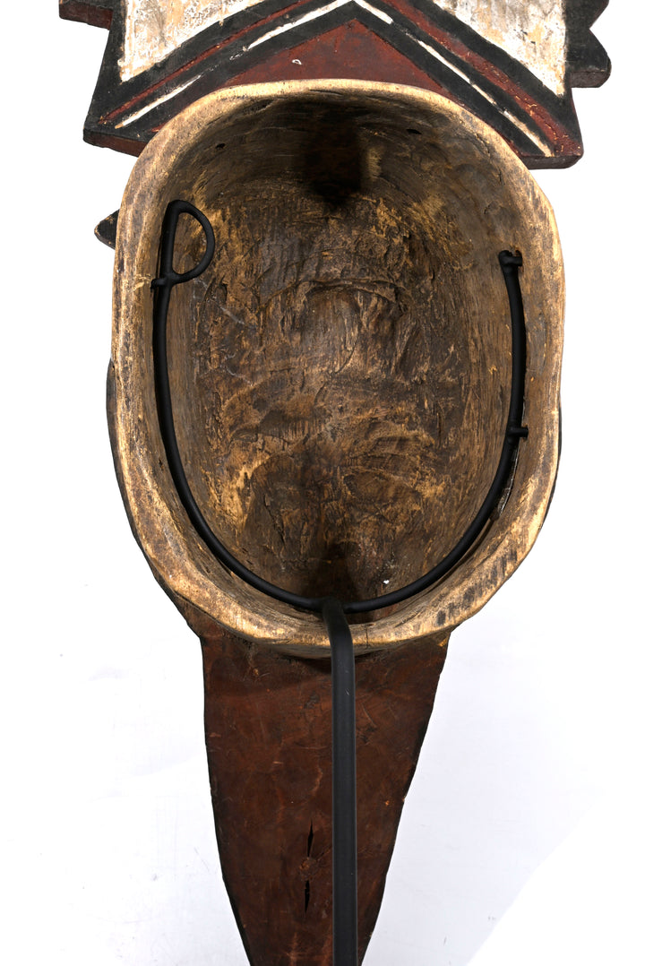 African Bwa or Nuna Carved Polychrome Wood Bird Mask