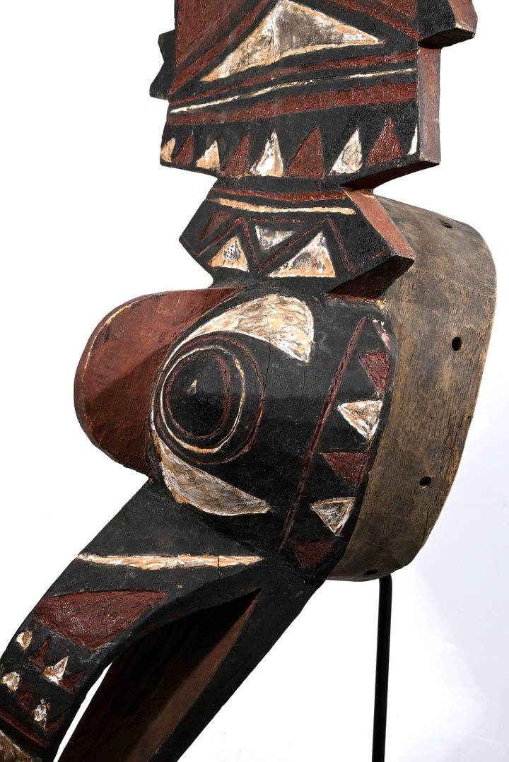 African Bwa or Nuna Carved Polychrome Wood Bird Mask