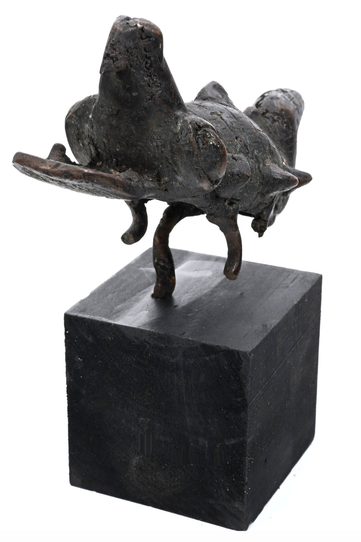 African Cast Bronze Crocodile Figure with Hollow Belly Cavity