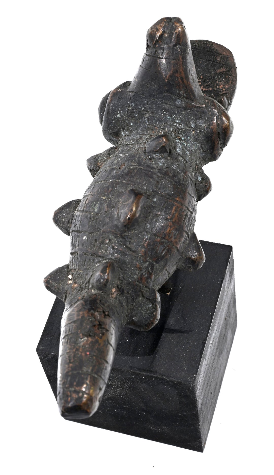 African Cast Bronze Crocodile Figure with Hollow Belly Cavity
