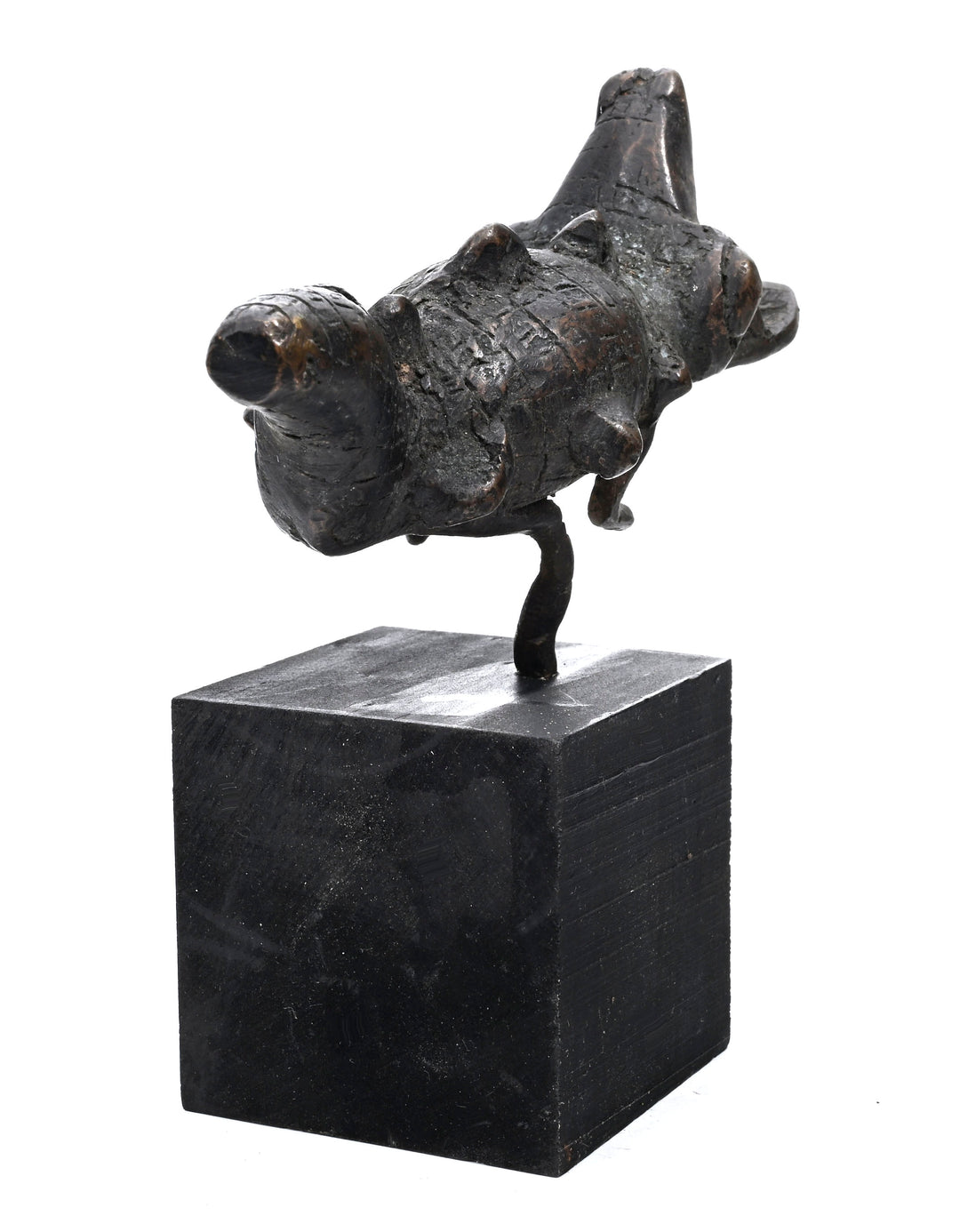 African Cast Bronze Crocodile Figure with Hollow Belly Cavity
