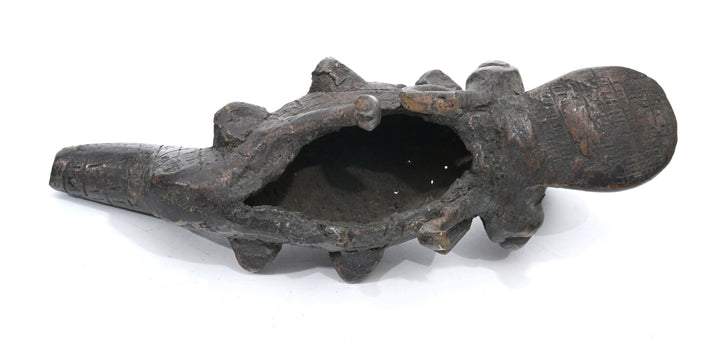 African Cast Bronze Crocodile Figure with Hollow Belly Cavity