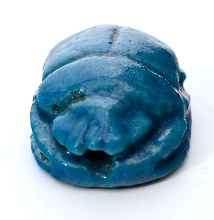 Egyptian Turquoise Blue Glaze Steatite Scarab for Amon Ra