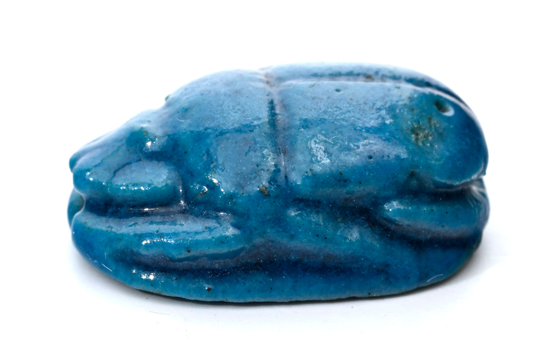 Egyptian Turquoise Blue Glaze Steatite Scarab for Amon Ra