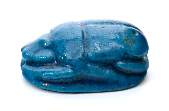 Egyptian Turquoise Blue Glaze Steatite Scarab for Amon Ra