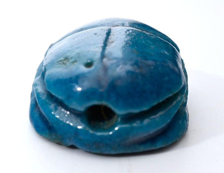 Egyptian Turquoise Blue Glaze Steatite Scarab for Amon Ra