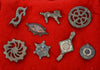 Eight Ancient Romano-British  Bronze Brooches/ Fibula in Case
