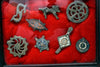 Eight Ancient Romano-British  Bronze Brooches/ Fibula in Case