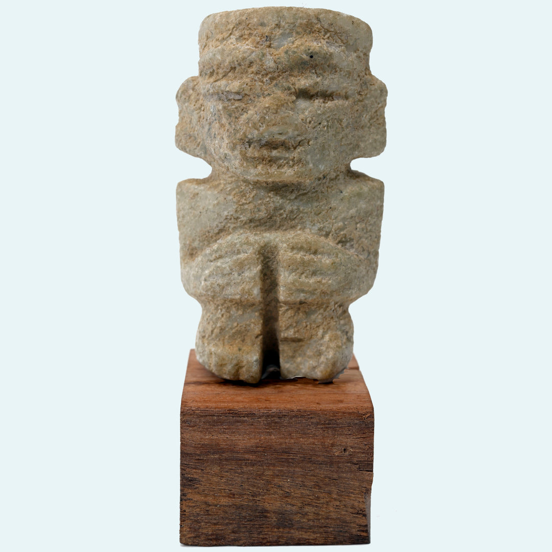 Pre-Columbian Mixtec Carved Greenstone Amuletic Pinata Figure