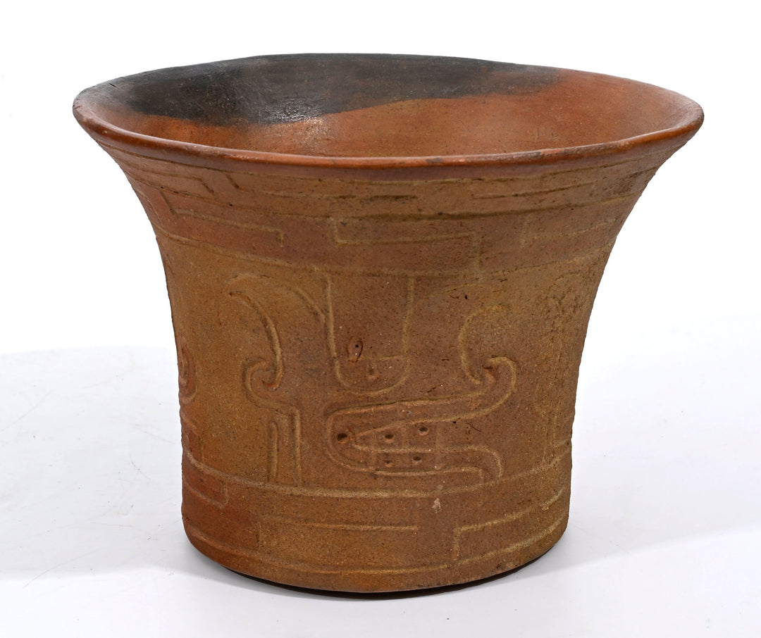Pre-Columbian Chavin Deity Incised Ritual Vessel