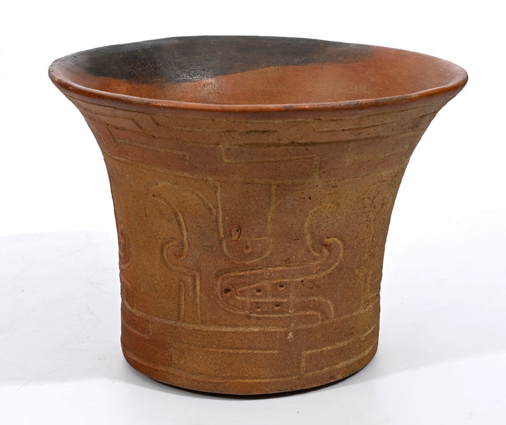 Pre-Columbian Chavin Deity Incised Ritual Vessel