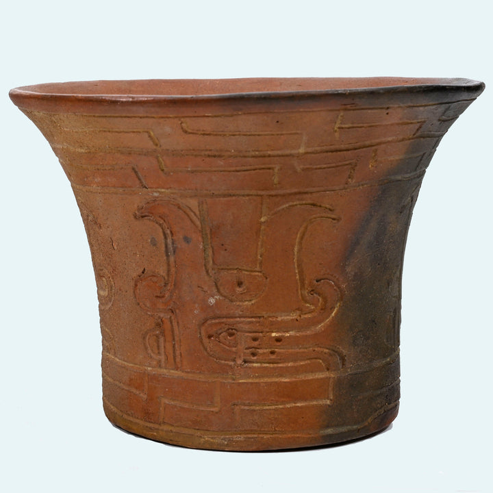 Pre-Columbian Chavin Deity Incised Ritual Vessel