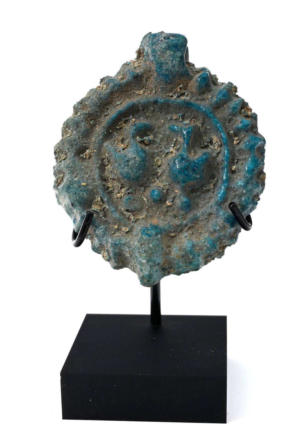 Persian Blue Frit Circular Bird Pendant